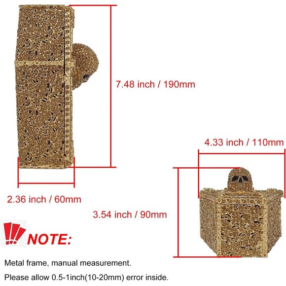 ⚡ Women's Halloween Gold Cool Skull Evening Coffin Shaped Cross Rhinestone Bag - Picture 4 of 6